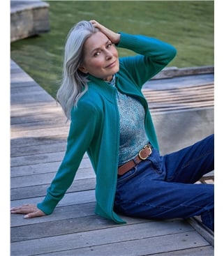 Lambswool Zip Thru Cardigan