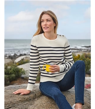 Bretonischer Pullover mit Knöpfen
