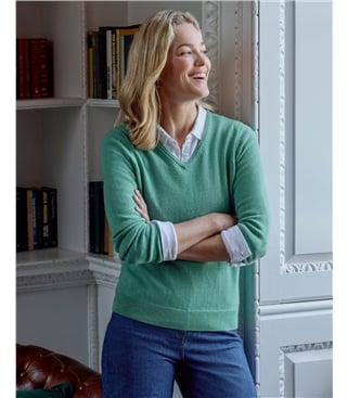 Cashmere & Merino V Neck Knitted Jumper