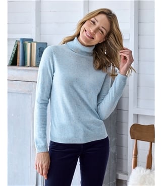 Pull à col roulé ajusté - Femme - Cachemire & mérinos
