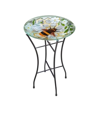 Stained Glass Bird Bath