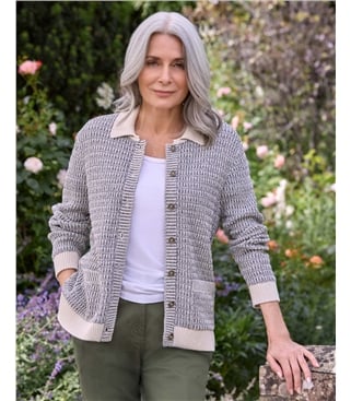 Textured Collar Cardigan