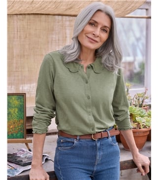 Petal Collar Jersey Top