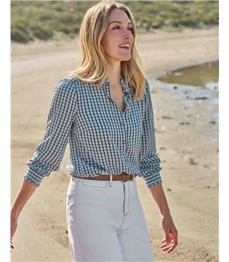 Frill Collar Button Through Blouse
