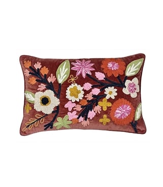 Floral Embroidered Cushion