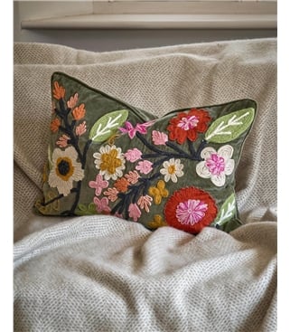 Floral Embroidered Cushion