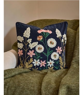 Floral Embroidered Square Cushion