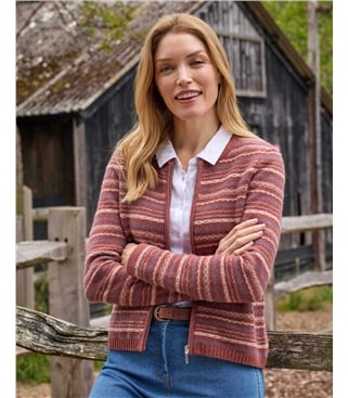 Zip Through Textured Cardigan