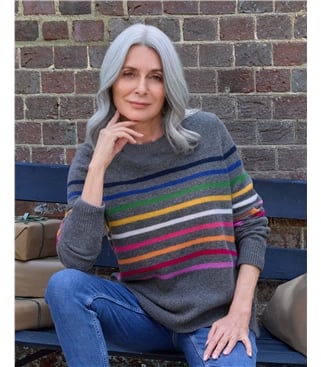 Pullover aus Merino-Lammwolle mit Streifen für Damen