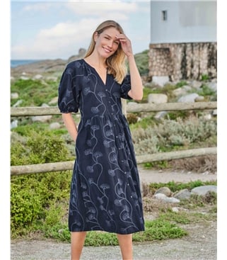 Button Through Cornelli Midi Dress