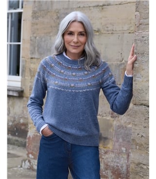 Fairisle-Pullover mit Blumenmuster-Passe