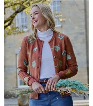 Leaf Embroidered Cardigan