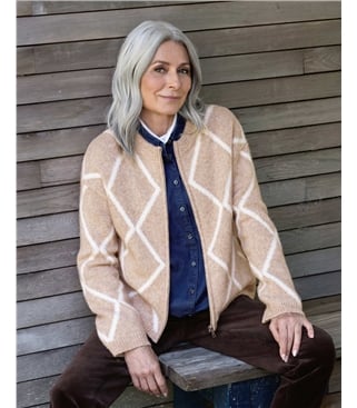Check Zip Cardigan