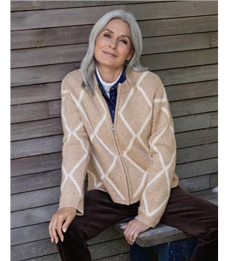 Check Zip Cardigan
