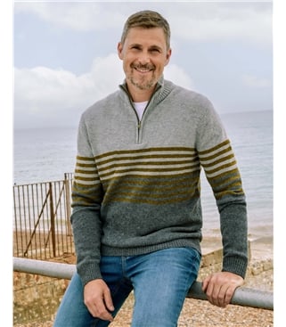 Mens Lambswool Zip Neck Jumper