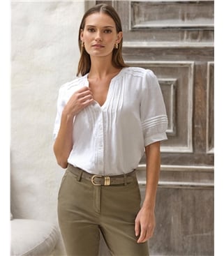 Linen Pintuck Blouse