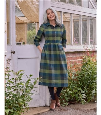 Checked Shirt Long Sleeve Dress