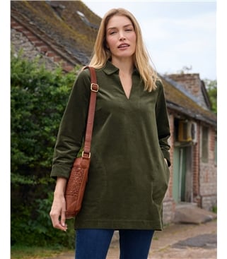 Cord Tunic With A Collar