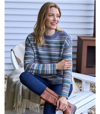 Button Marled Stripe