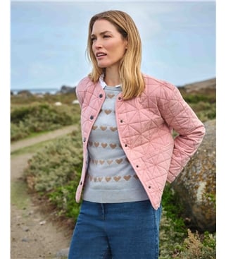Collarless Quilted Jacket