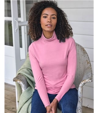 Jersey Slim Turtle Neck Top