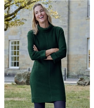 Cowl Neck Textured Jersey Dress
