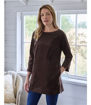 Boat Neck Button Detail Cord Tunic