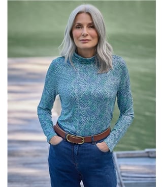 Jersey Slim Polo Neck Top
