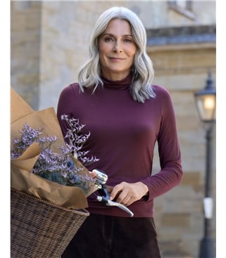 Jersey Slim Polo Neck Top