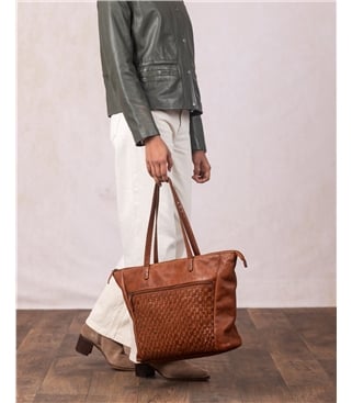 Storrs Woven Leather Tote Bag
