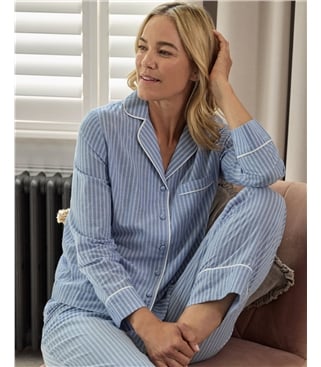Woven Revere Collar Long Sleeve PJ Top