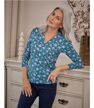 Jersey High V Neck Top