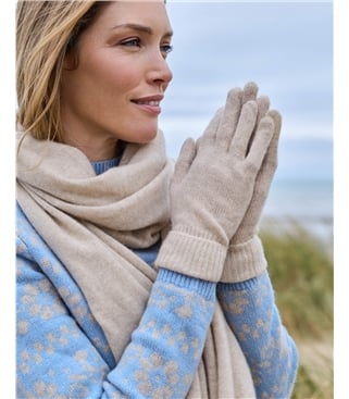 Handschuhe mit Rippbündchen aus reinem Kaschmir für Damen