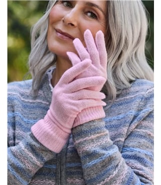 Womens Premium Pure Cashmere Long Rib Gloves