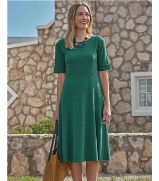 Textured Fit And Flare Dress