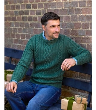 Pull irlandais à col rond - Homme - Pure Laine