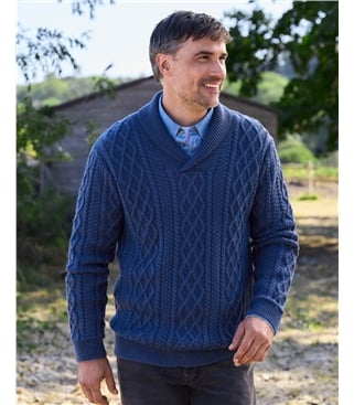 Pure Wool Shawl Collar Jumper