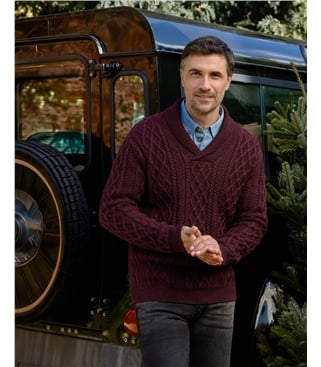 Pure Wool Shawl Collar Jumper