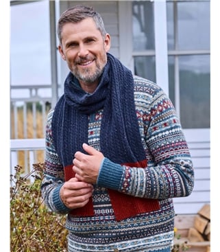 Mens Cable Colourblock Scarf