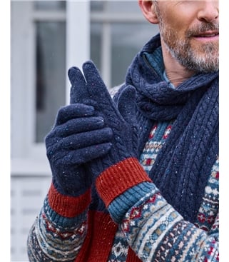 Mens Cable Colourblock Gloves
