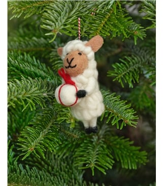 Wooly Sheep Christmas Decoration