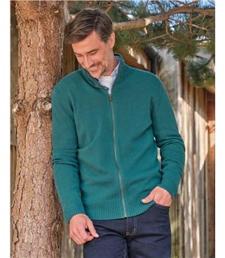 Mens Lambswool Lincoln Zipper Cardigan