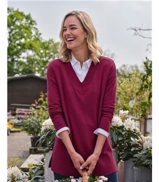 Cashmere Merino Deep V Neck Tunic