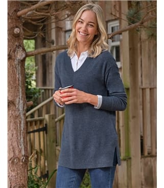 Cashmere Merino Deep V Neck Tunic