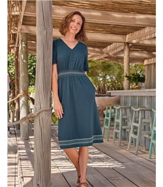 Embroidery Detail Jersey Dress