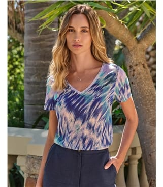 Linen V Neck Short Sleeve T-Shirt