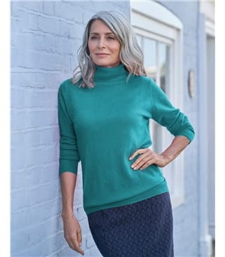 Pull à col roulé ajusté - Femme - Cachemire & mérinos