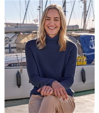 Pull à col roulé ajusté - Femme - Cachemire & mérinos