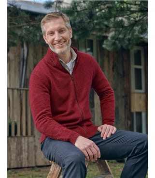 Strickjacke mit Reißverschluss aus Lammwolle für Herren