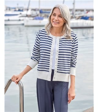 Jersey Ribbed Covered Button Cardigan